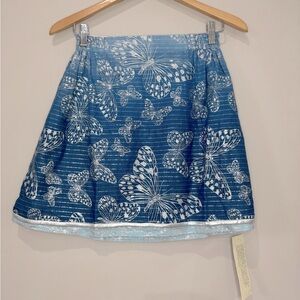 Millenium NWT butterfly print ombré blue silver detail paper waist mini skirt S